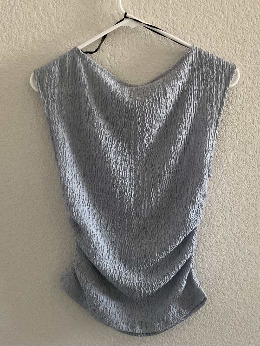 H&M Light Blue Ruched Textured Tank - Picture 4 of 5